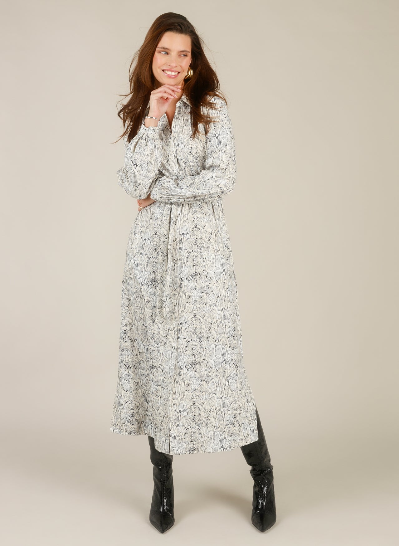 Yest Grey/Black Snake Shirt Dress