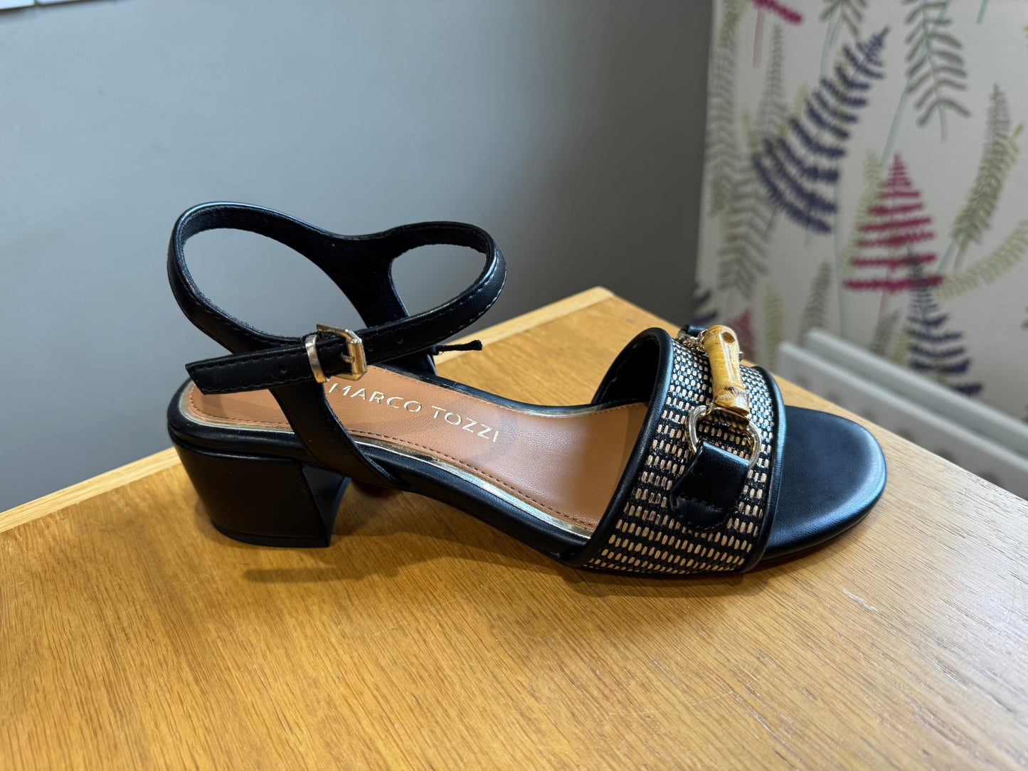 Marco Tozzi Black Weave Block Sandal