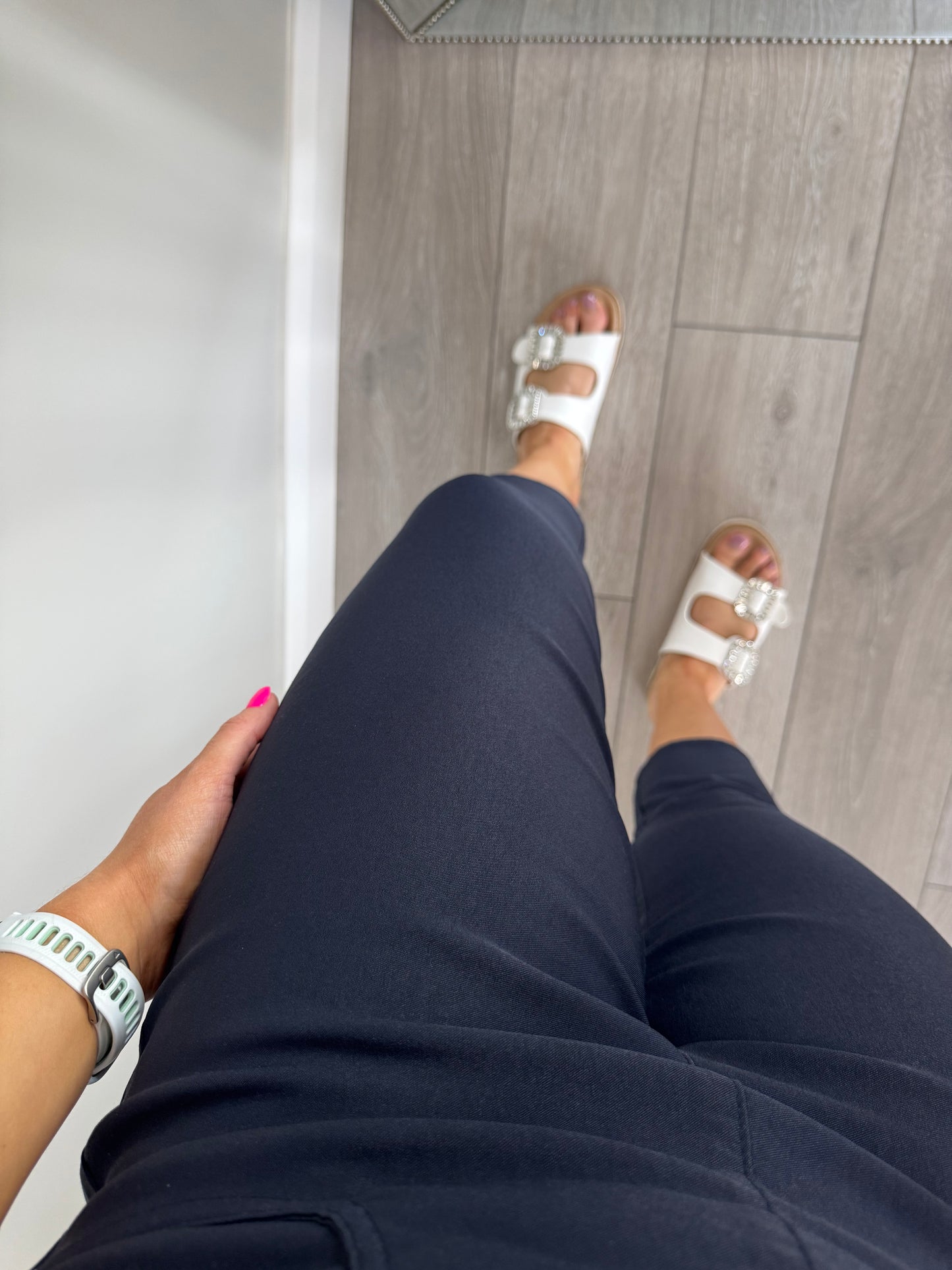 Freequent Navy Elasticated Crops