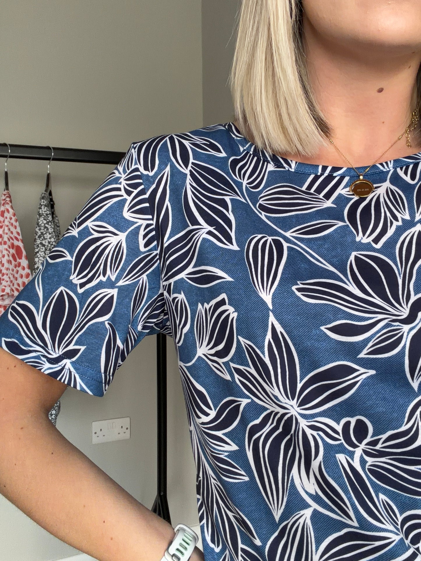 Classic Navy/White Print Top