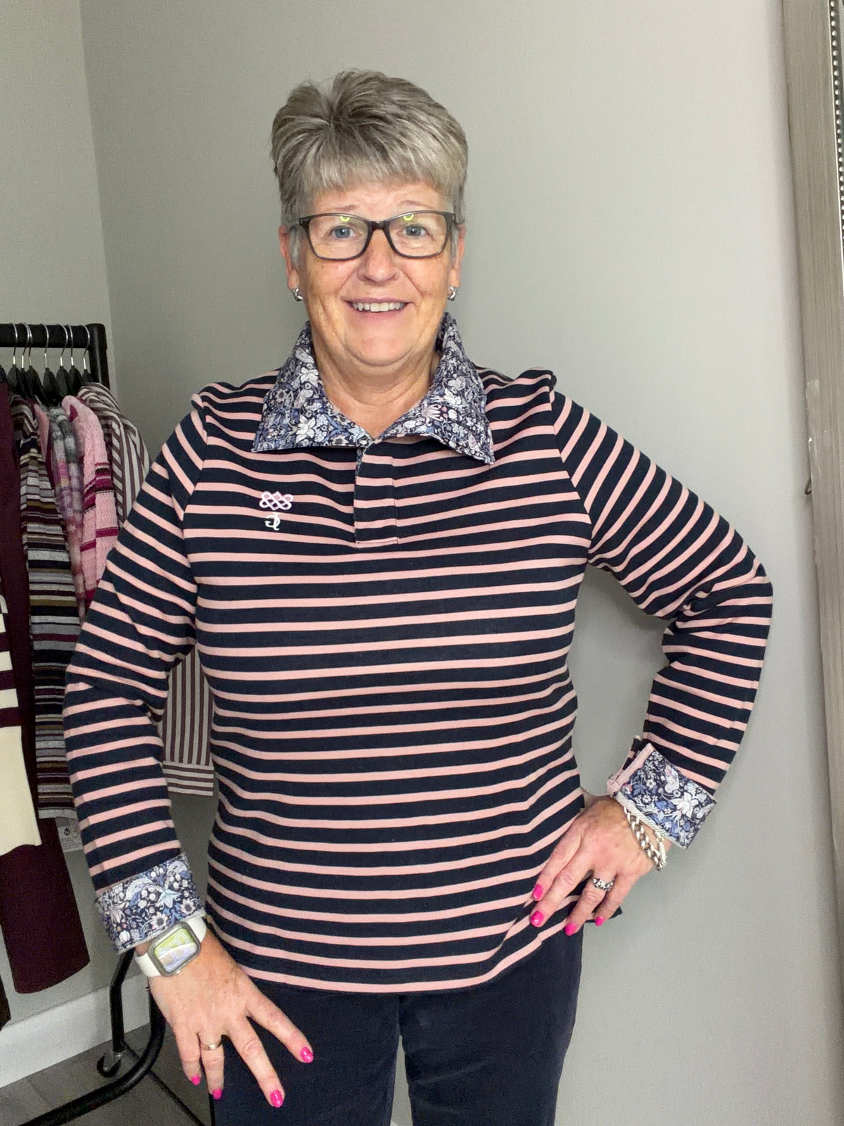 Navy/Nude Striped Sweatshirt