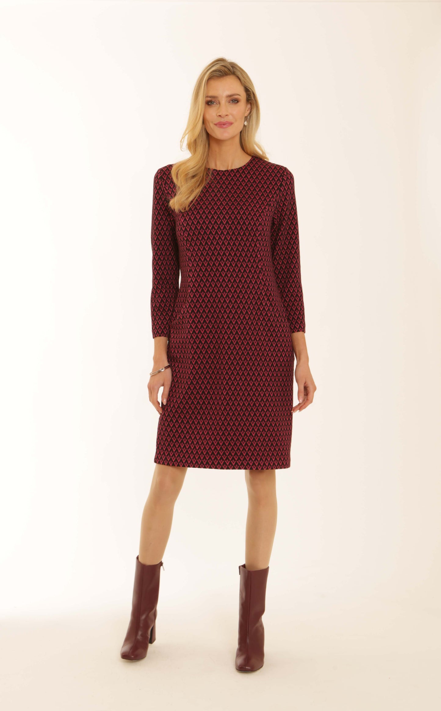 Pomodoro Pink Jacquard Dress