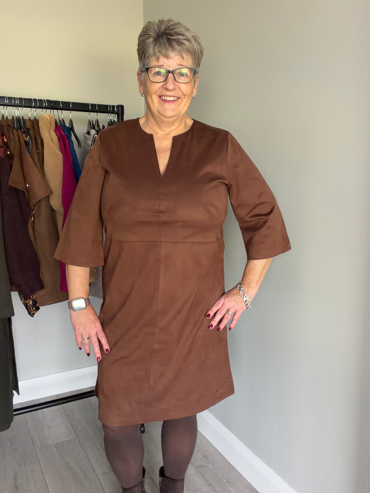 B.Young BYrosetta Tan Suede Dress