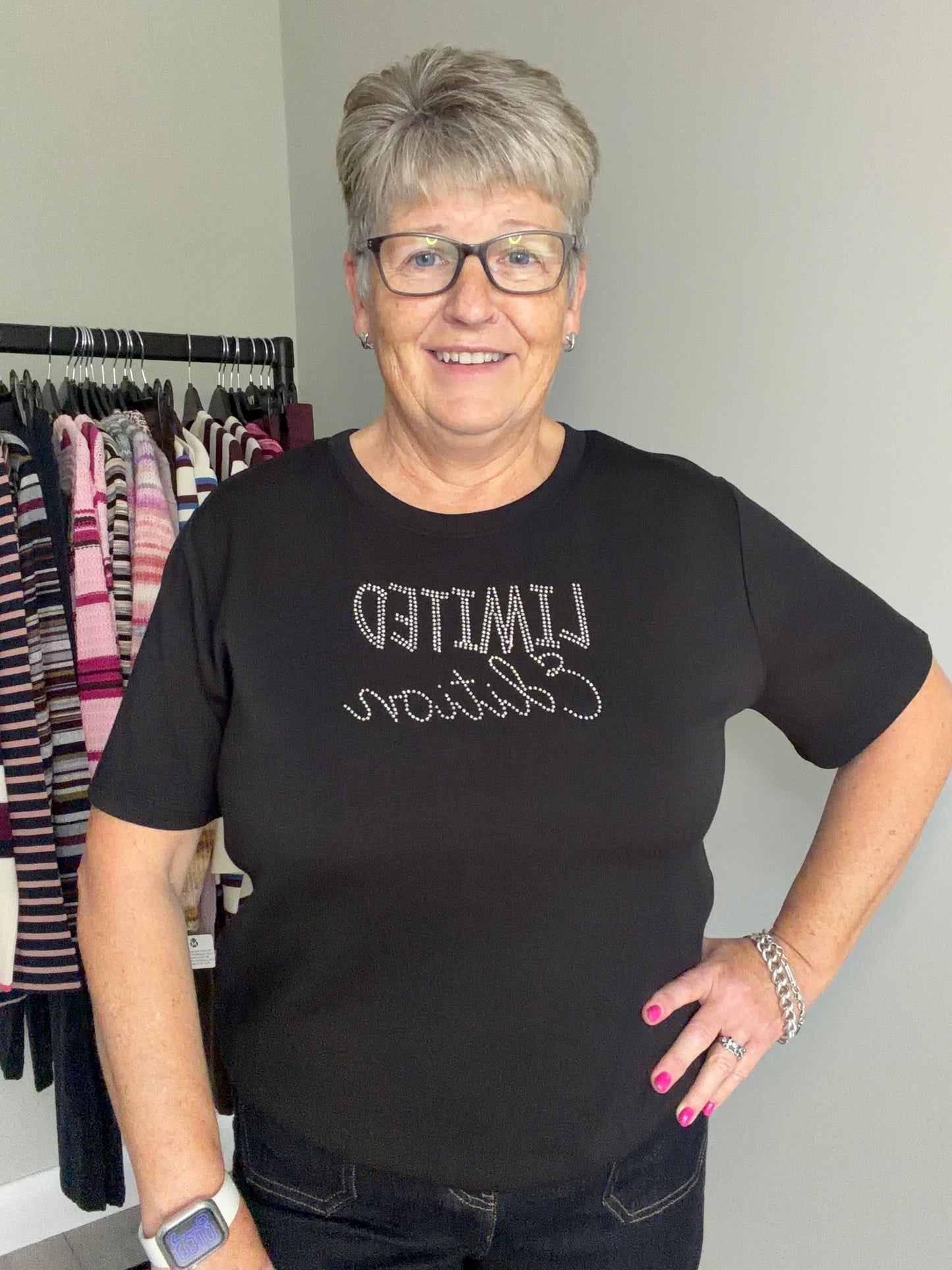 Freequent Black Embellished Tee