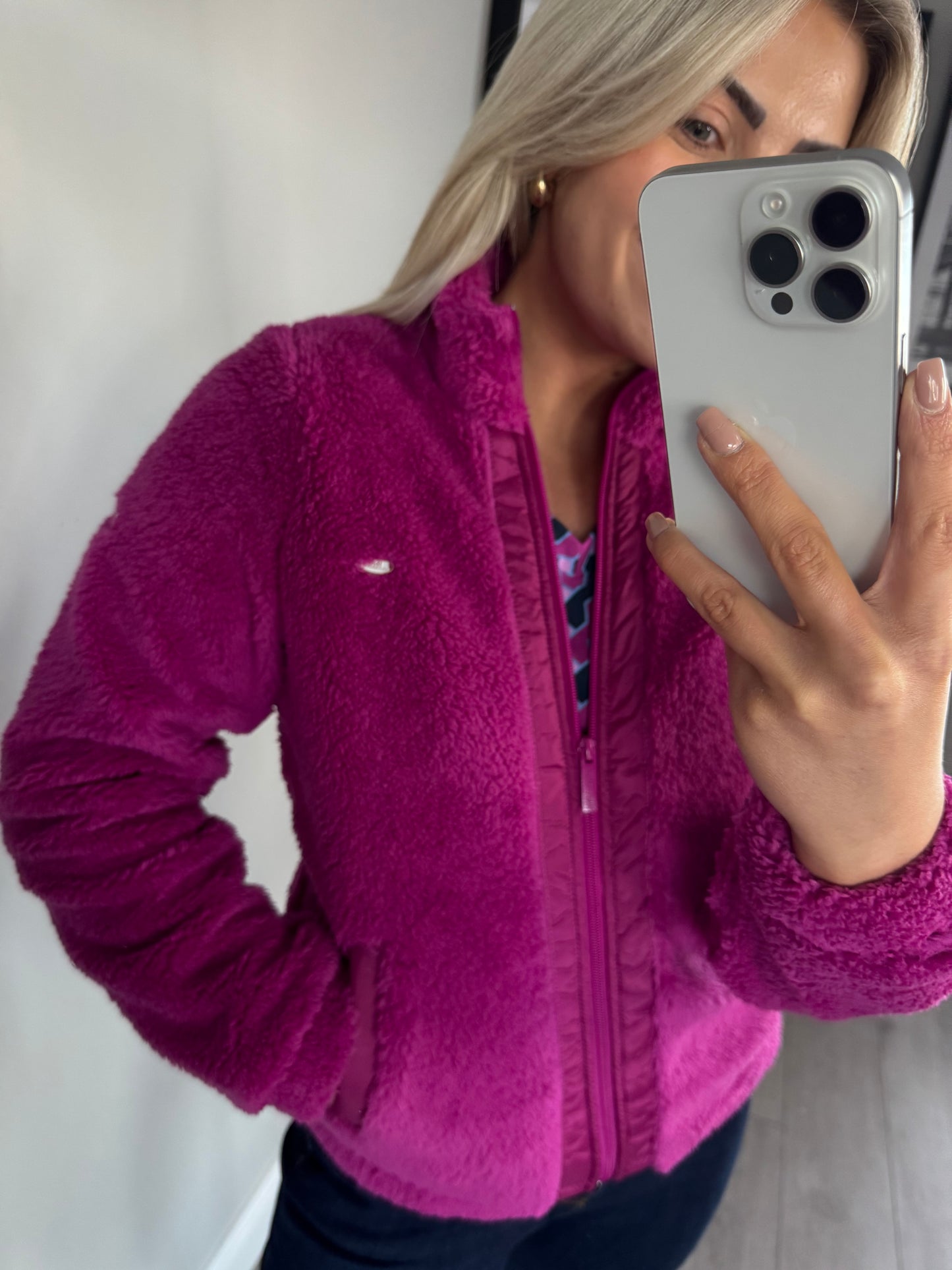 Relax & Renew Zahra Magenta Teddy Bomber