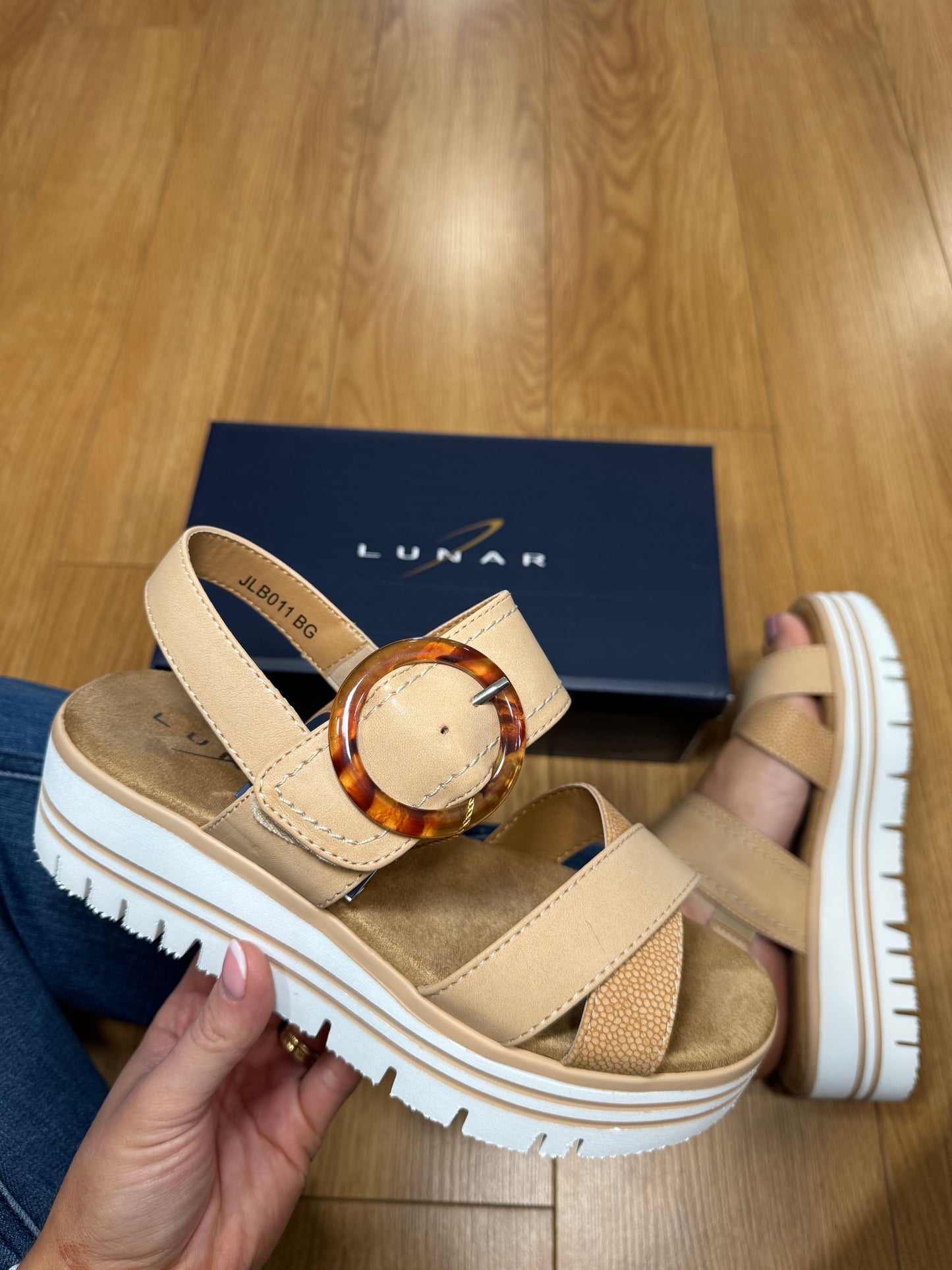 Lunar Elise Beige Velcro Sandal