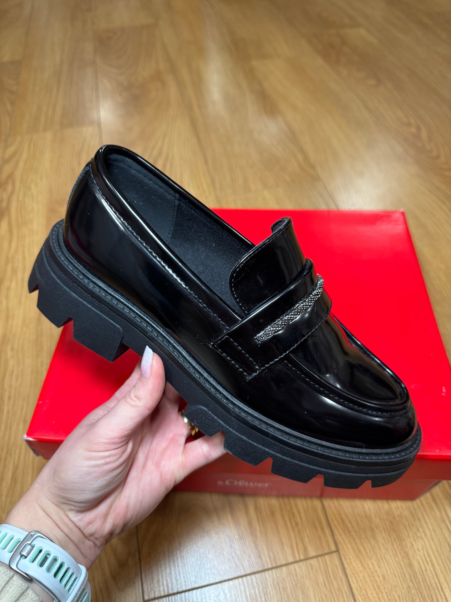 S. Oliver Black Patent Loafer