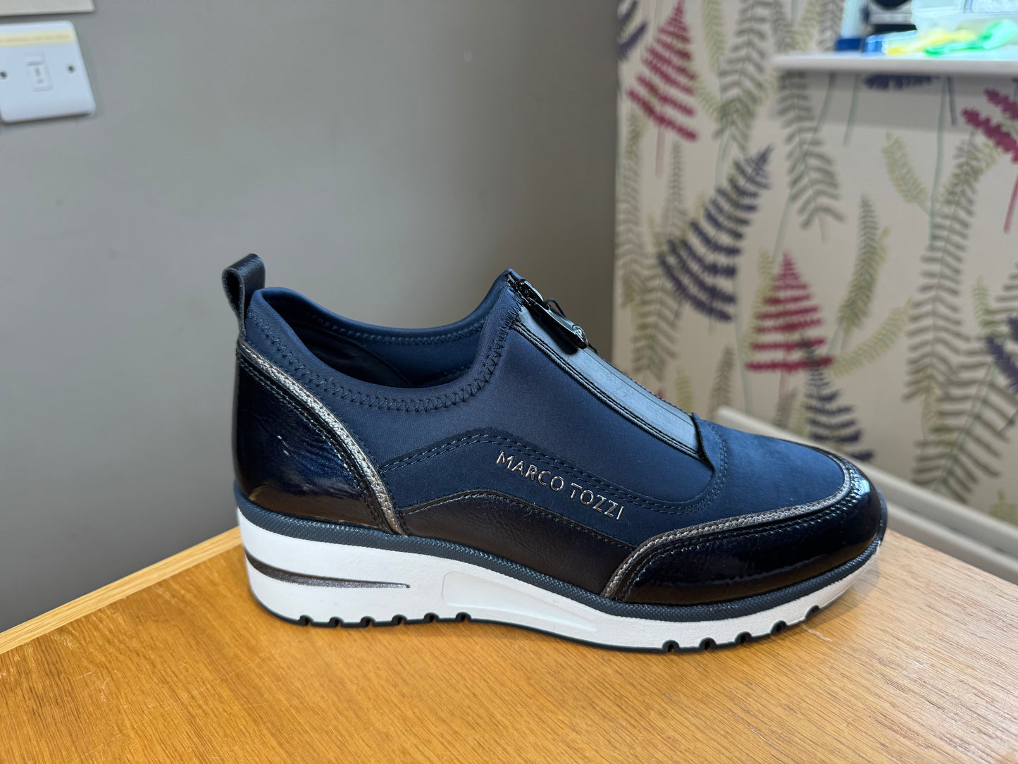 Marco Tozzi Navy Zip Wedge Trainer