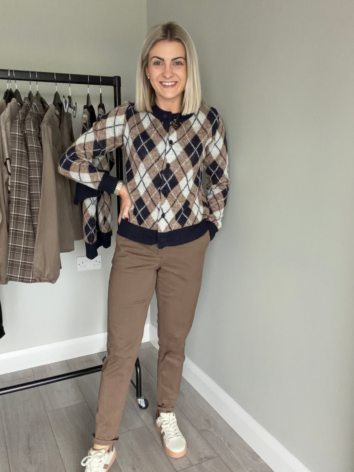 Kaffe KAharlow Navy/Taupe Cardigan