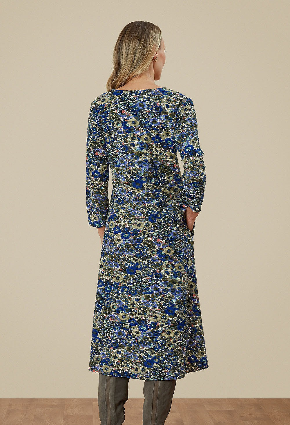 Adini Kiara Avocado Pansy Print Dress