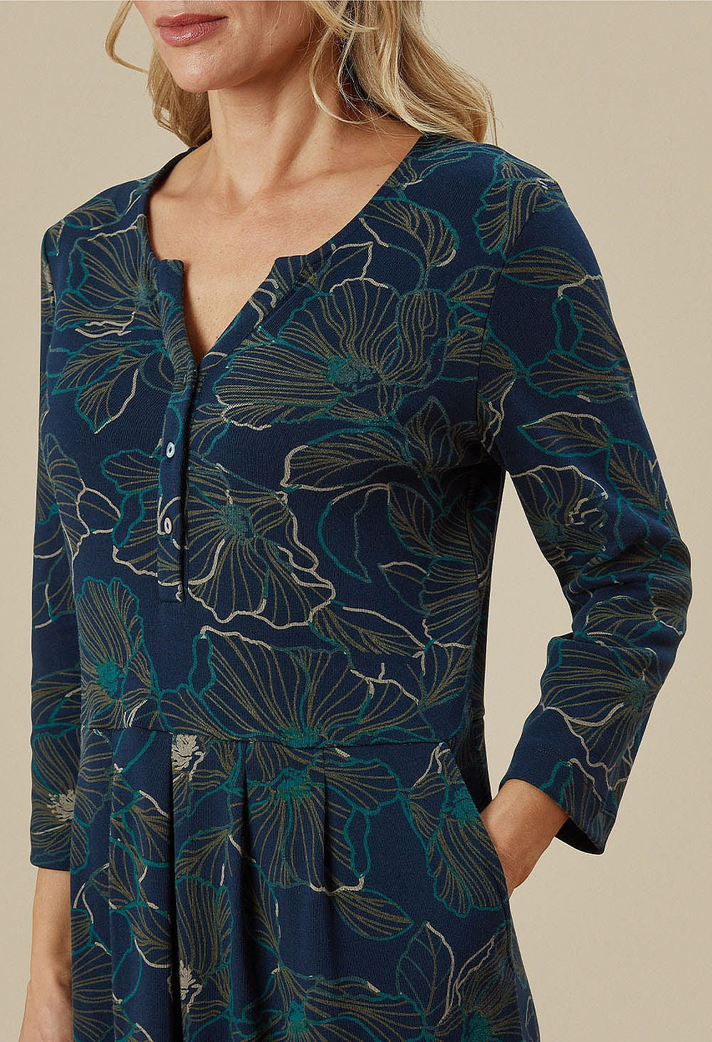 Adini Prita Navy Fine Floral Dress