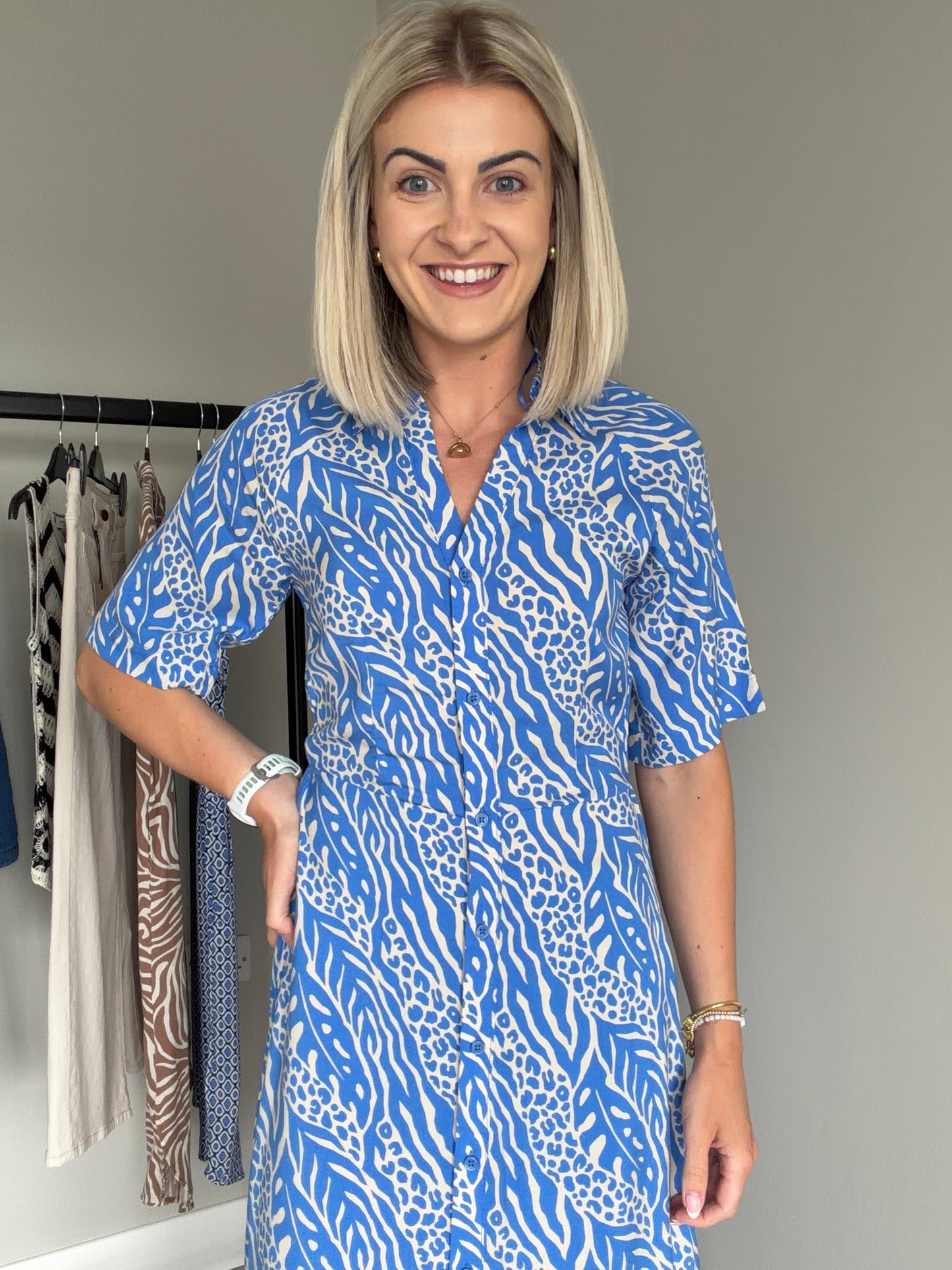 B.Young BYmmojella Blue Nature Vibes Shirt Dress