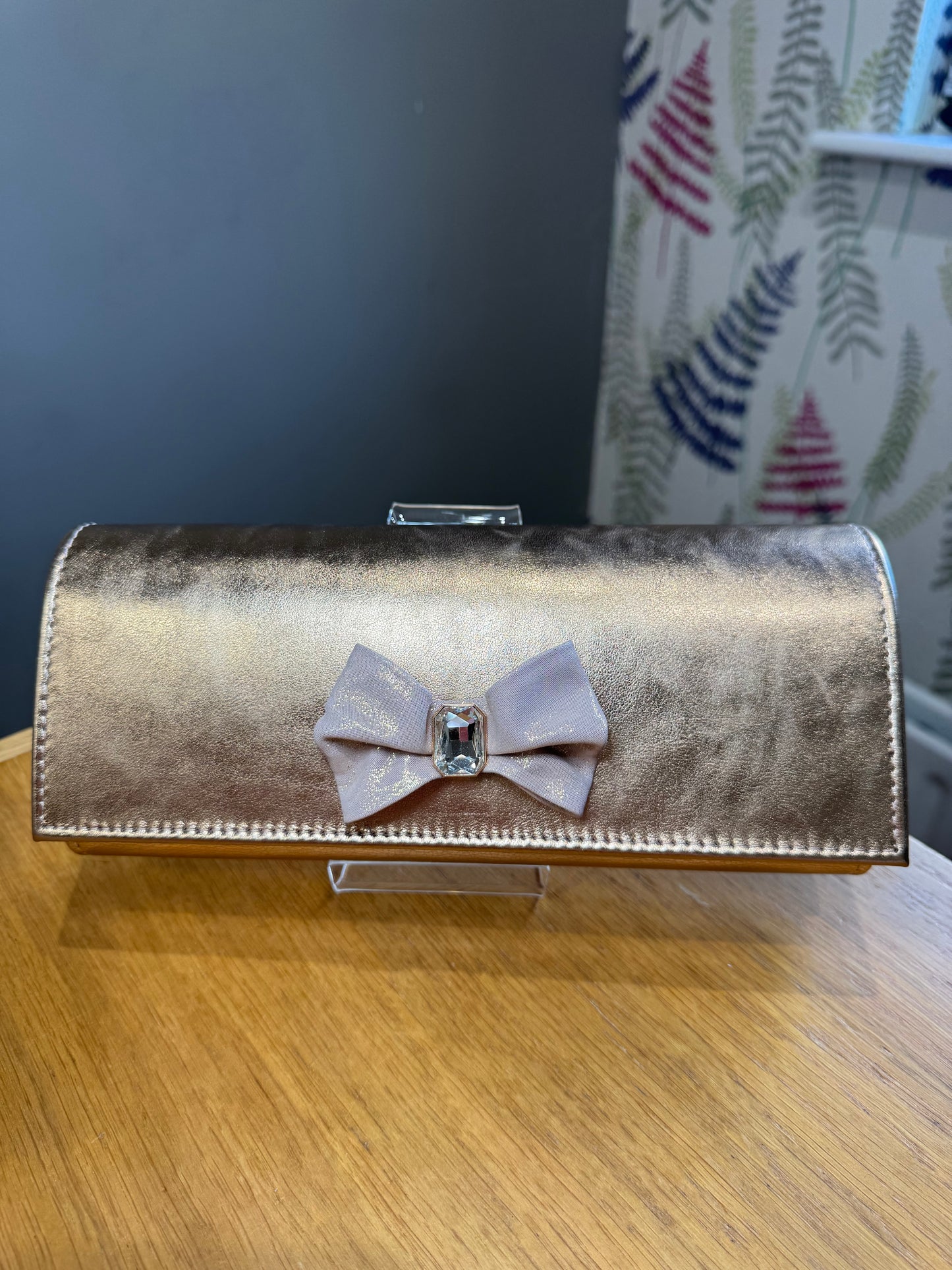 Emis Rose Gold Metallic Bow Bag