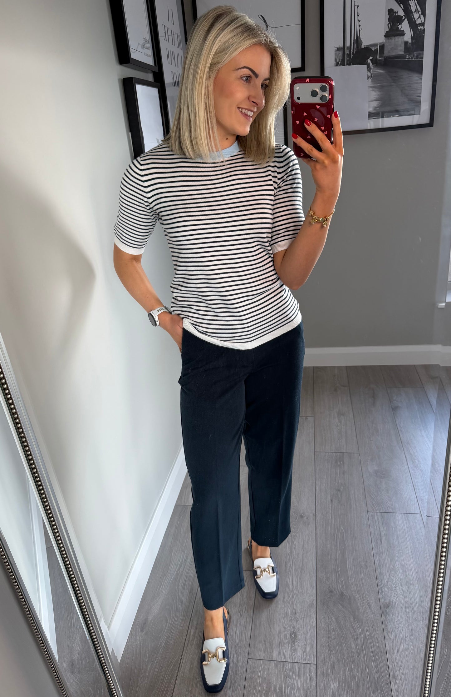 Kaffe KAheather Midnight Marine Elasticated Cropped Trousers