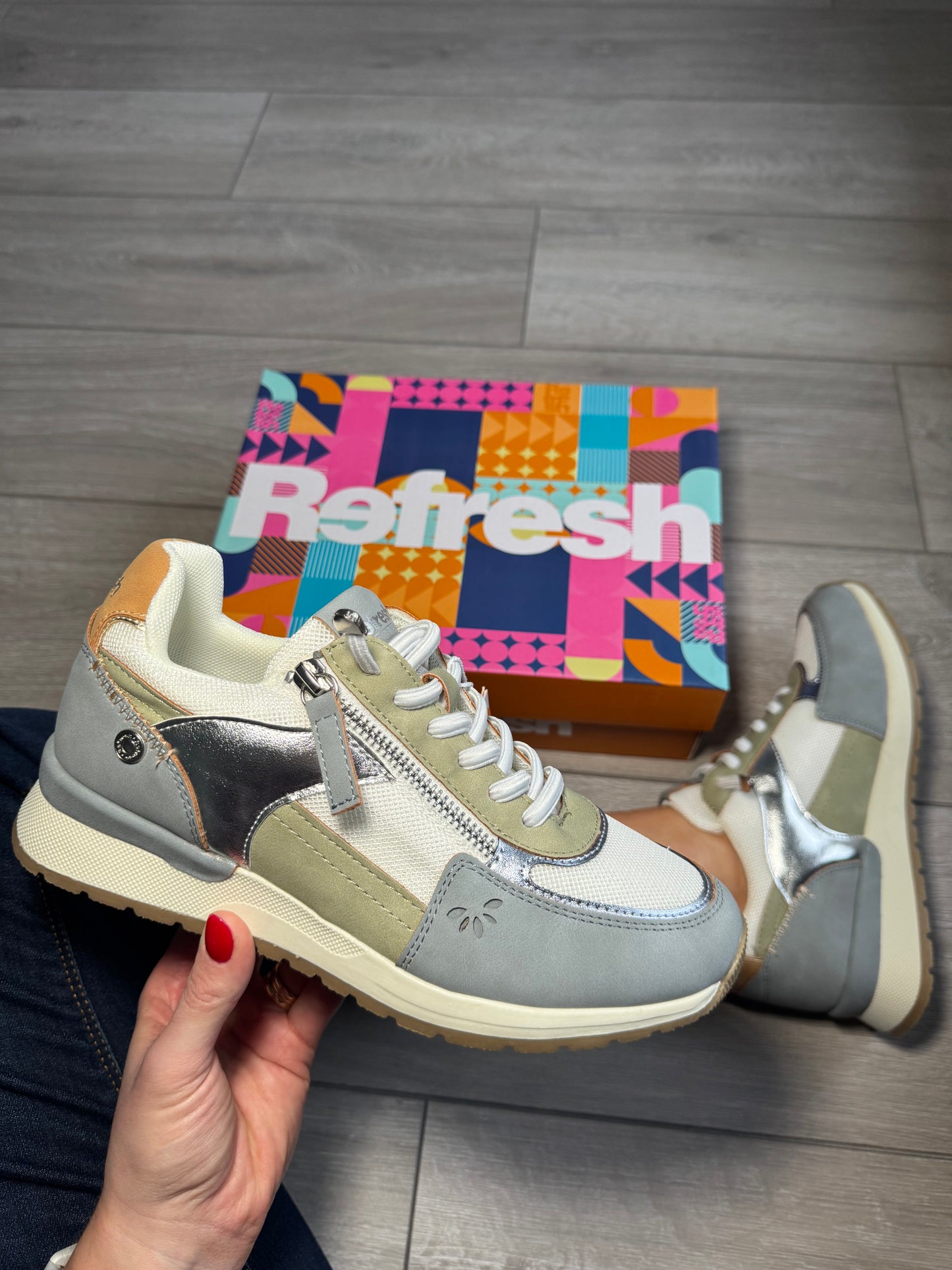 Refresh Denim/Green Zip Trainer