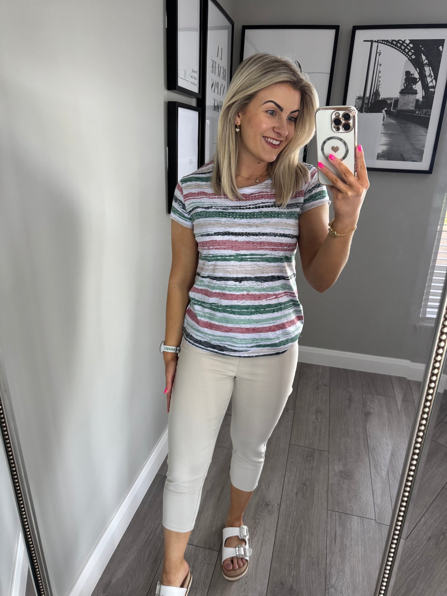 Freequent Beige Elasticated Crops