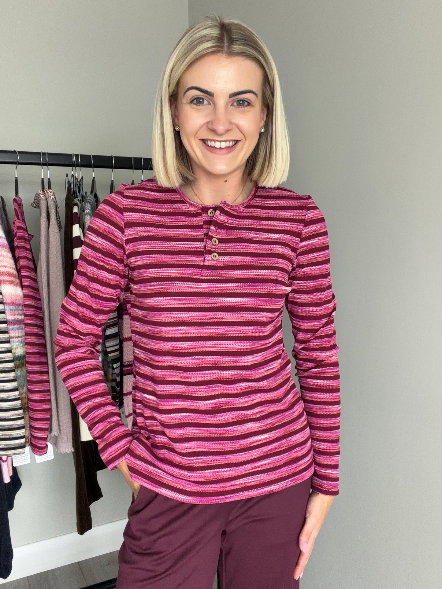 Mudflower Pink Striped Jersey Top