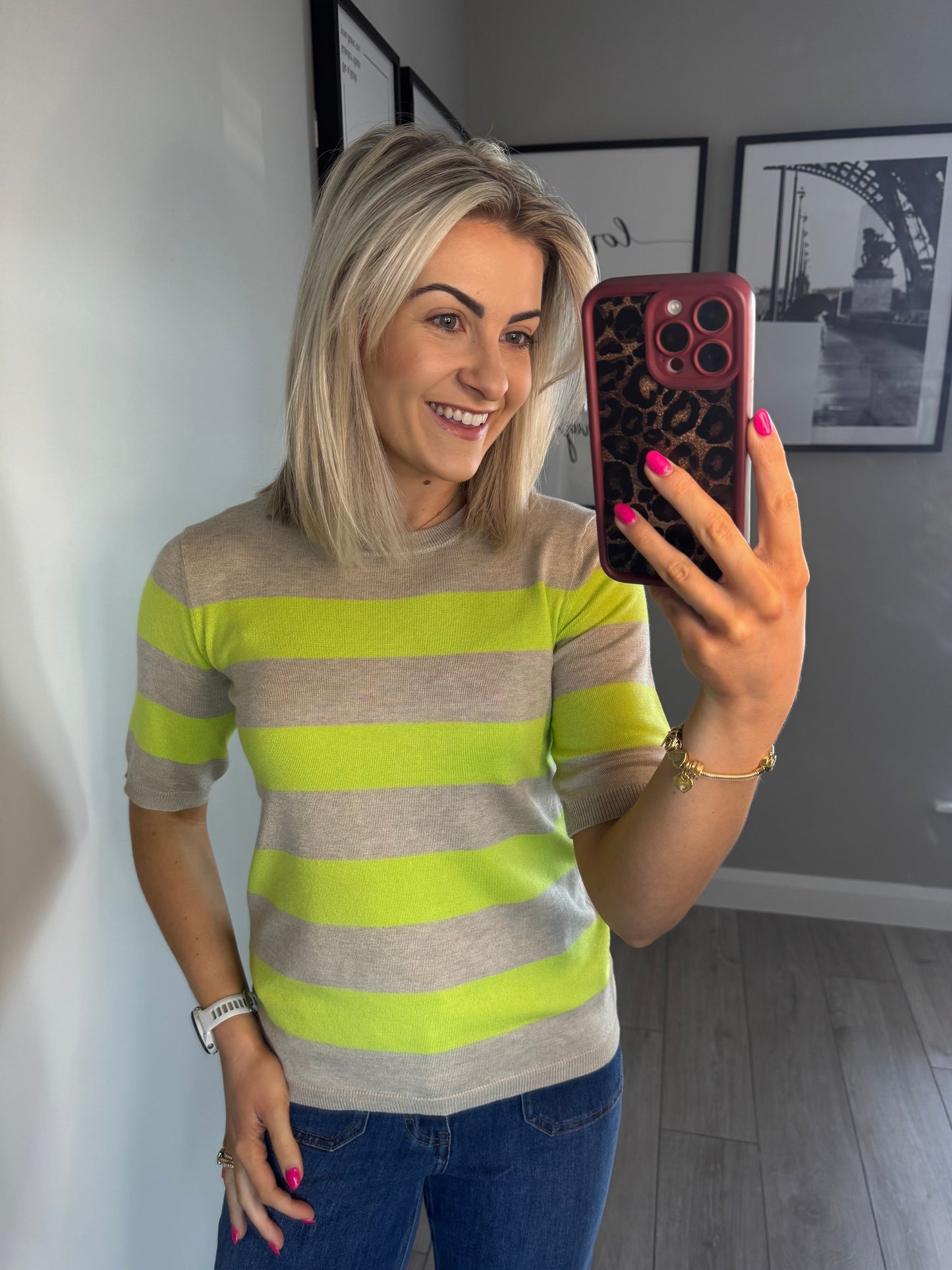 Kaffe KAlizza Feather/Lime Striped Knit