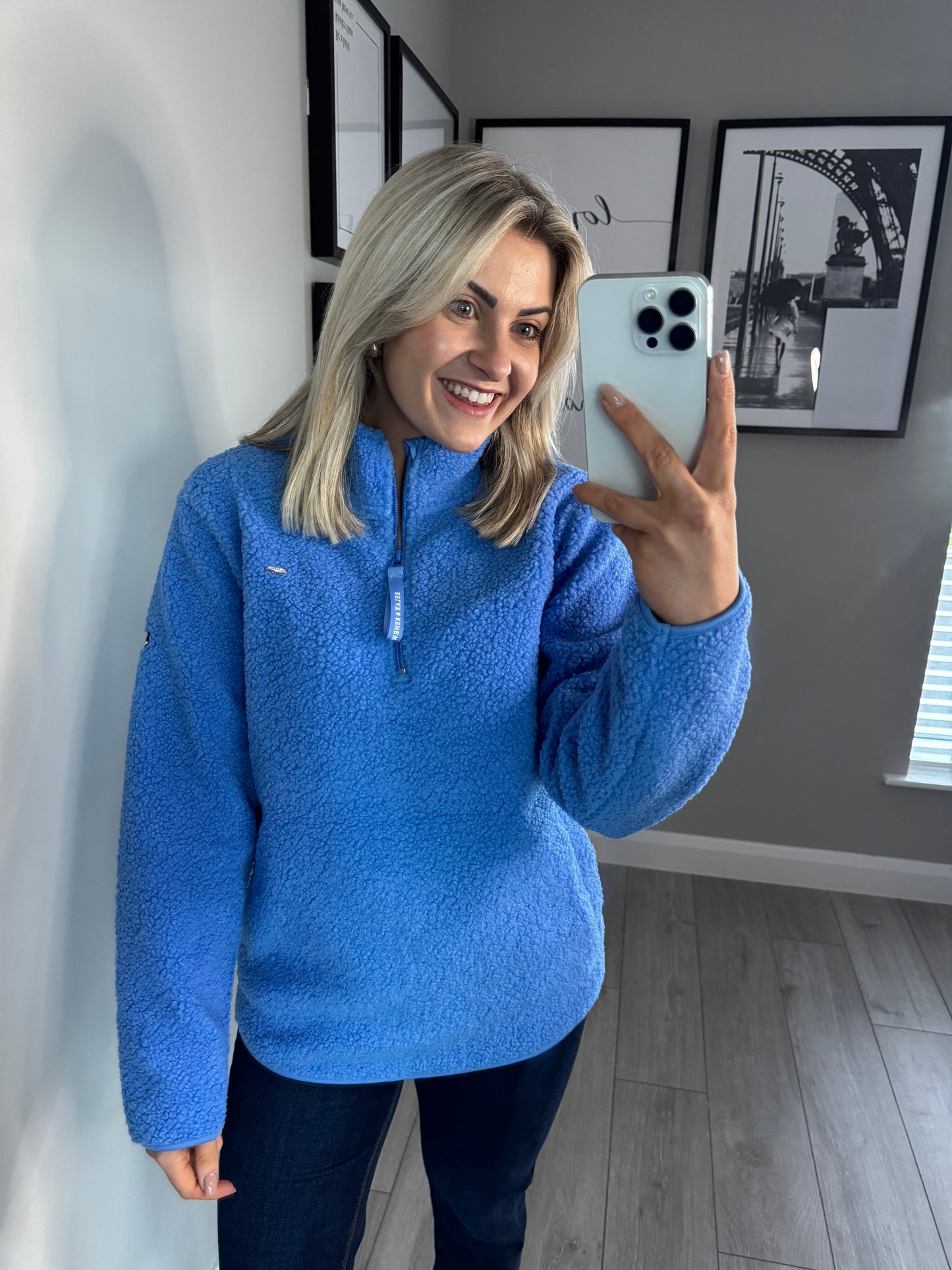 Relax & Renew April Cornflour Blue Half Zip Fleece