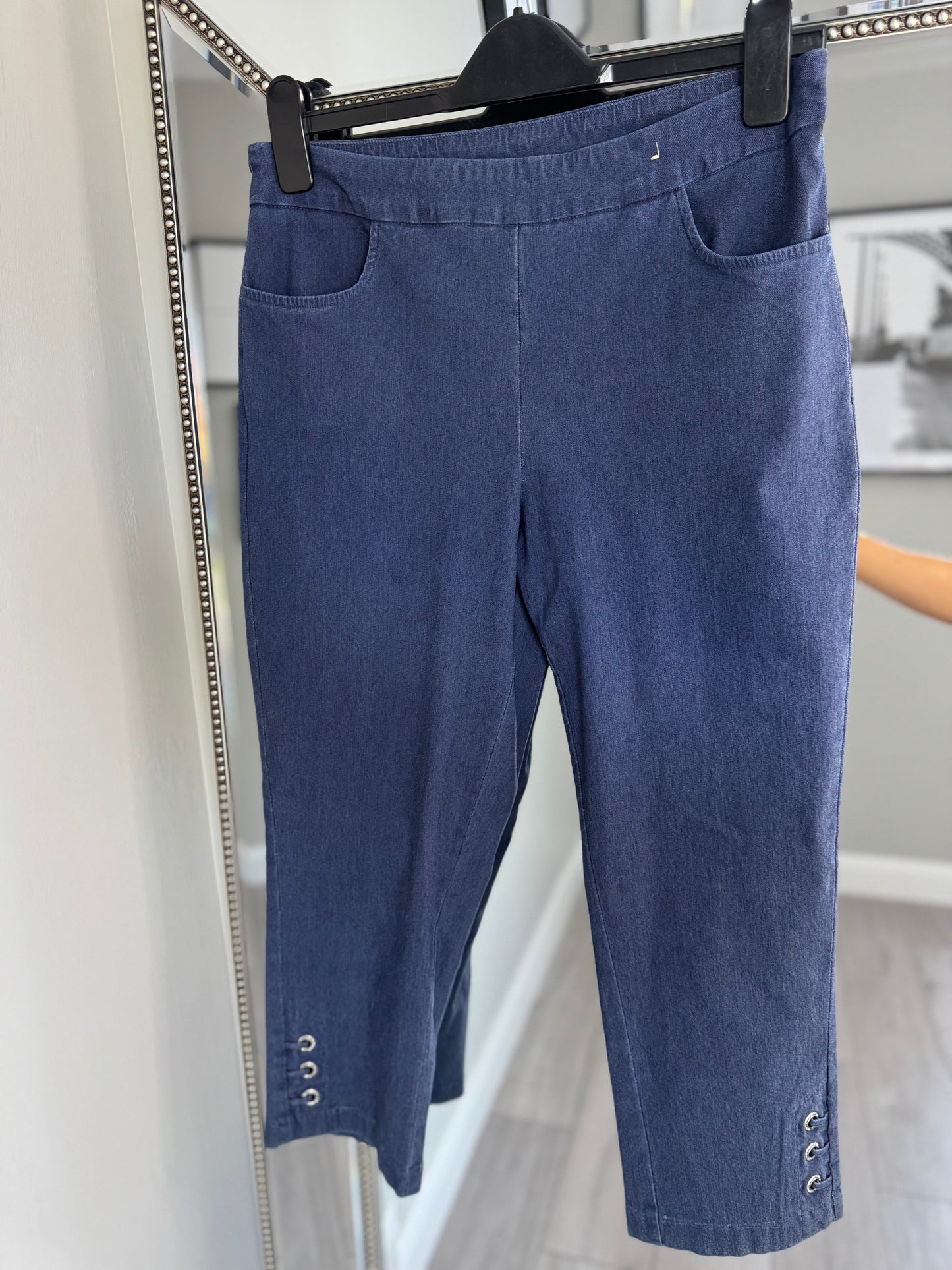 Pinns Denim Bengaline Diamanté Crops