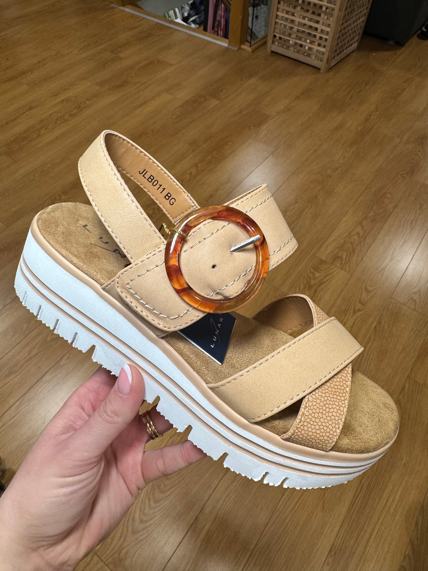 Lunar Elise Beige Velcro Sandal