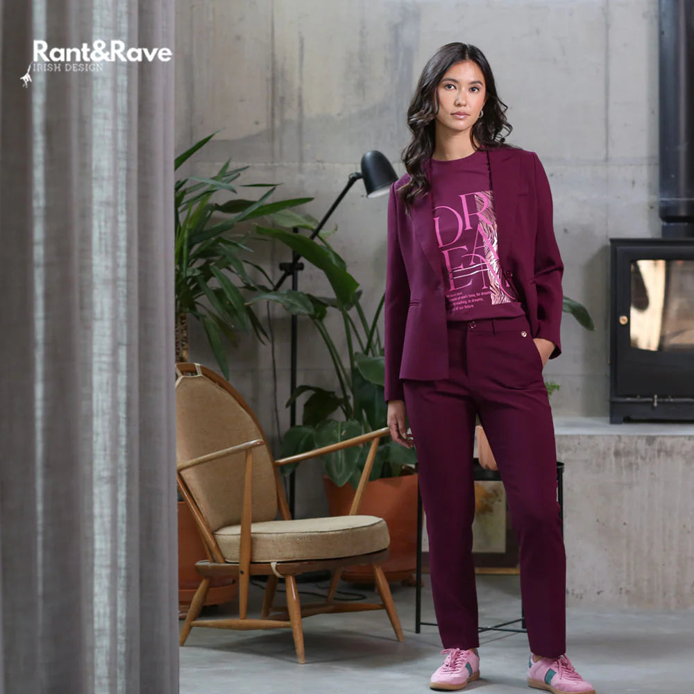 Rant & Rave Balla Cranberry Straight Leg Trouser
