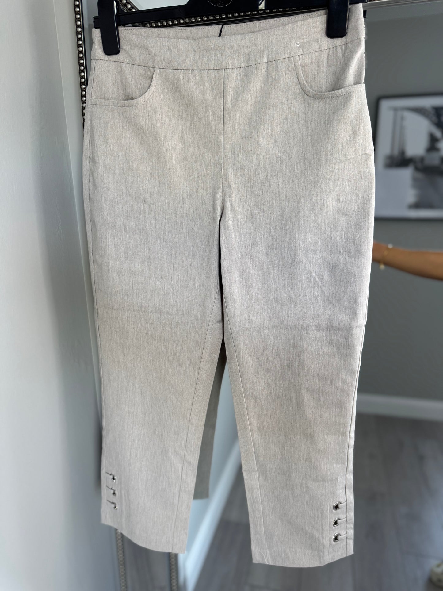 Pinns Beige Bengaline Diamanté Crops