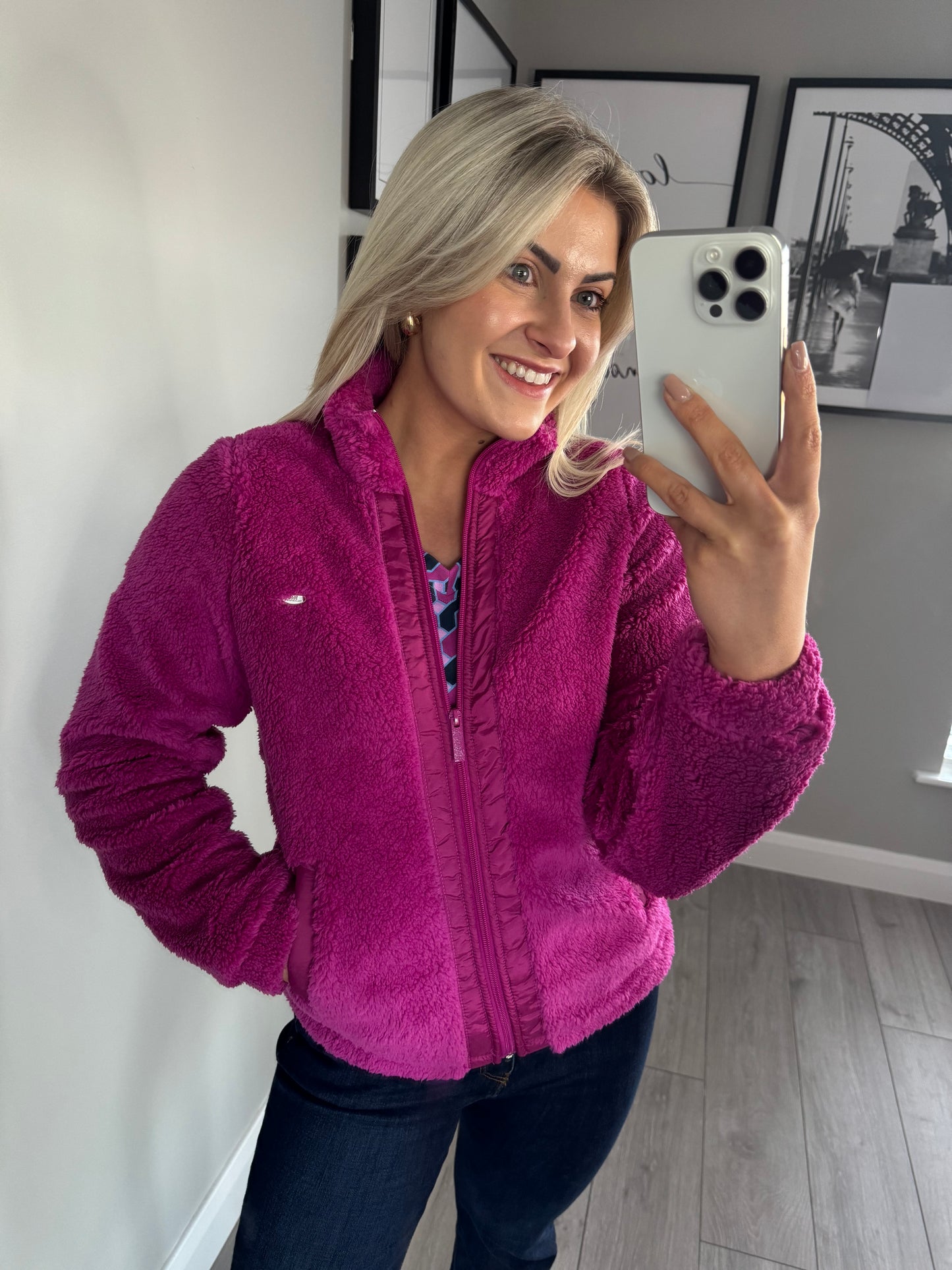 Relax & Renew Zahra Magenta Teddy Bomber