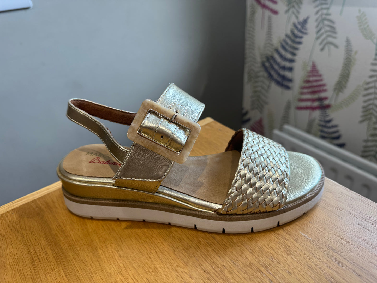 Marco Tozzi Gold Velcro Wedge Sandal