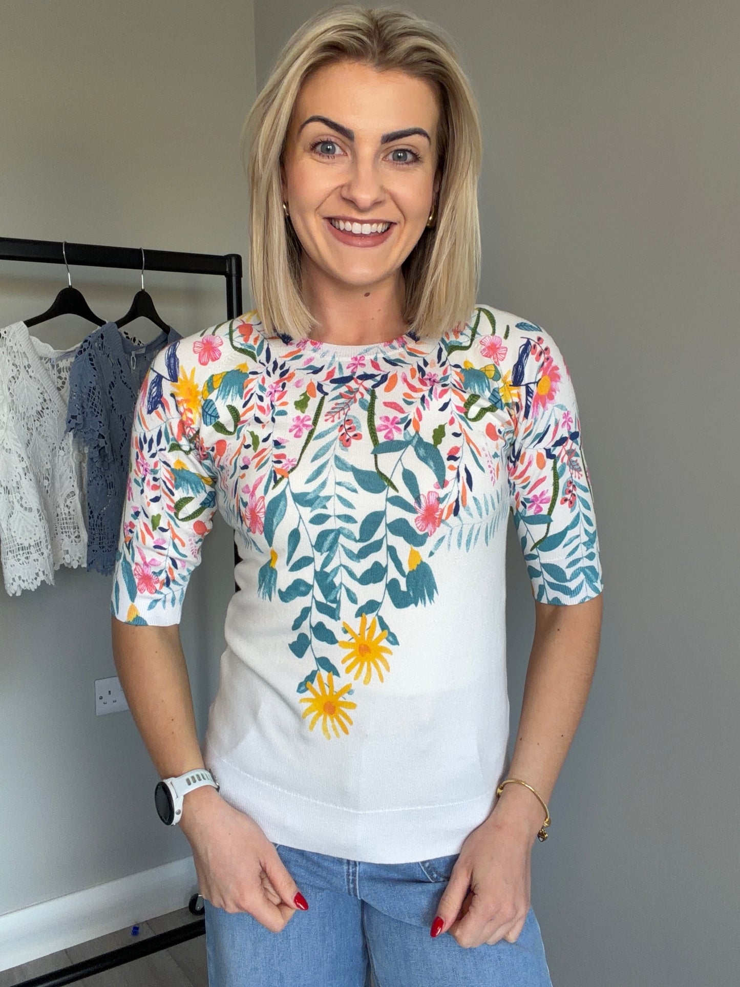 White Floral Jumper