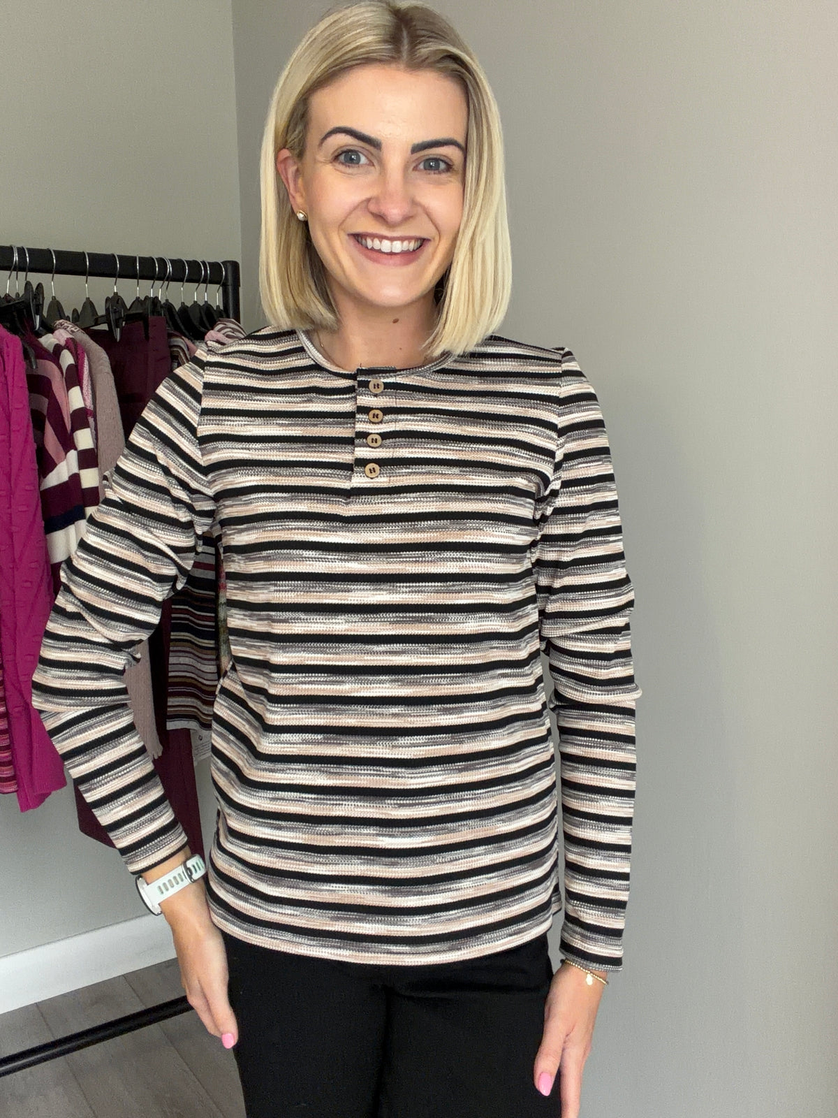 Mudflower Black Striped Jersey Top