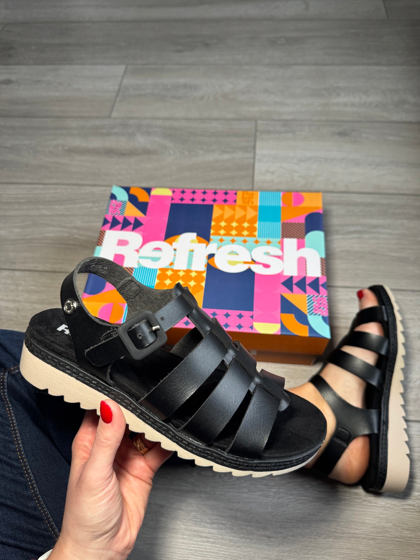 Refresh Black Gladiator Sandal