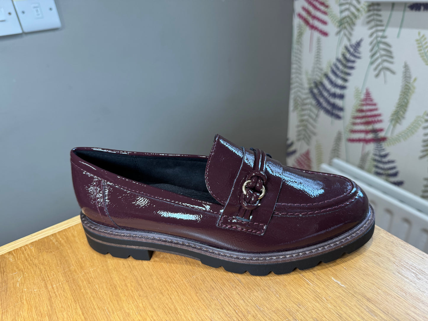 Marco Tozzi Burgundy Patent Loafer