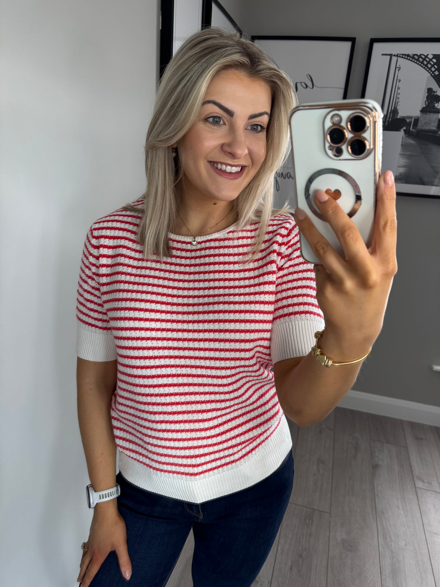 Freequent Tomato Striped SS Jumper