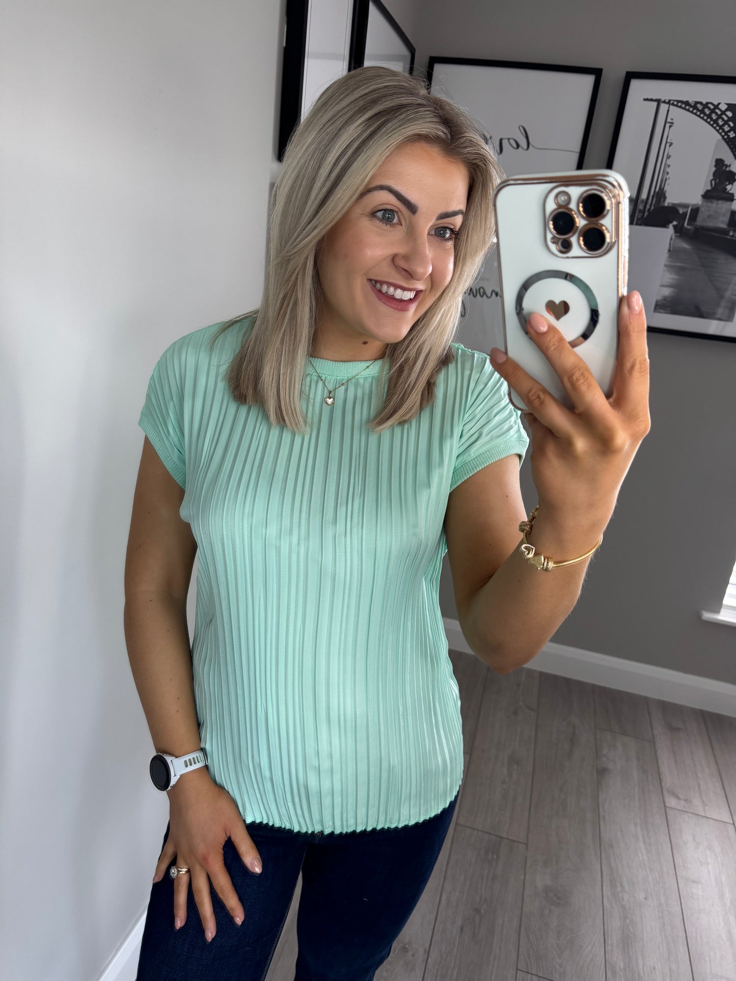 Yest Mint Pleated Top