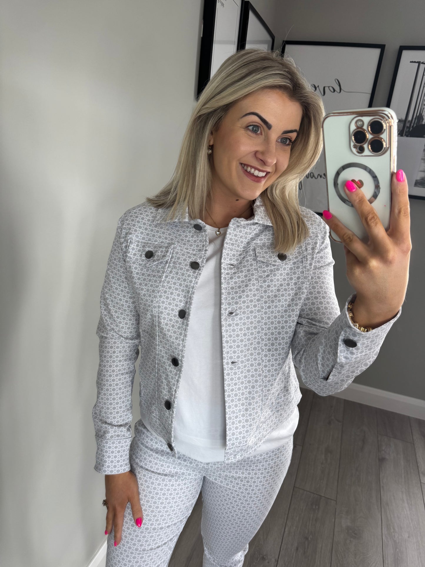 Grey/White Print Jacket