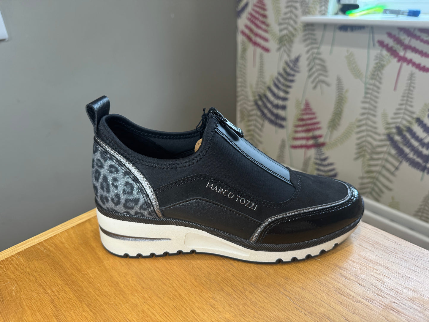 Marco Tozzi Black Zip Wedge Trainer