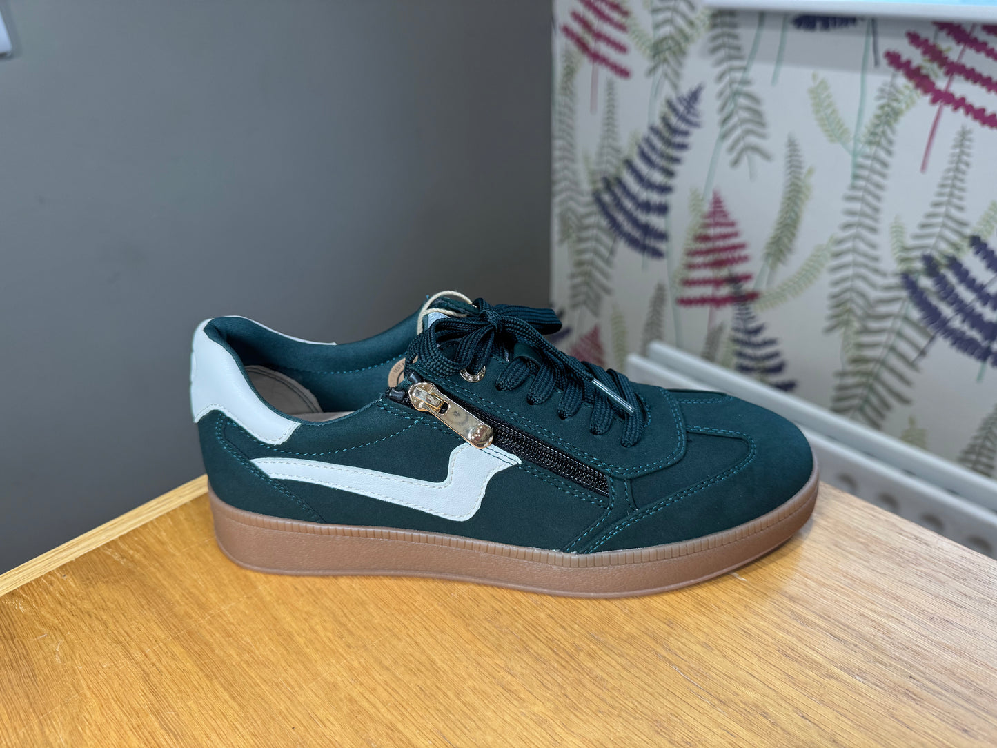 Marco Tozzi Bottle Green/Cream Zip Trainer