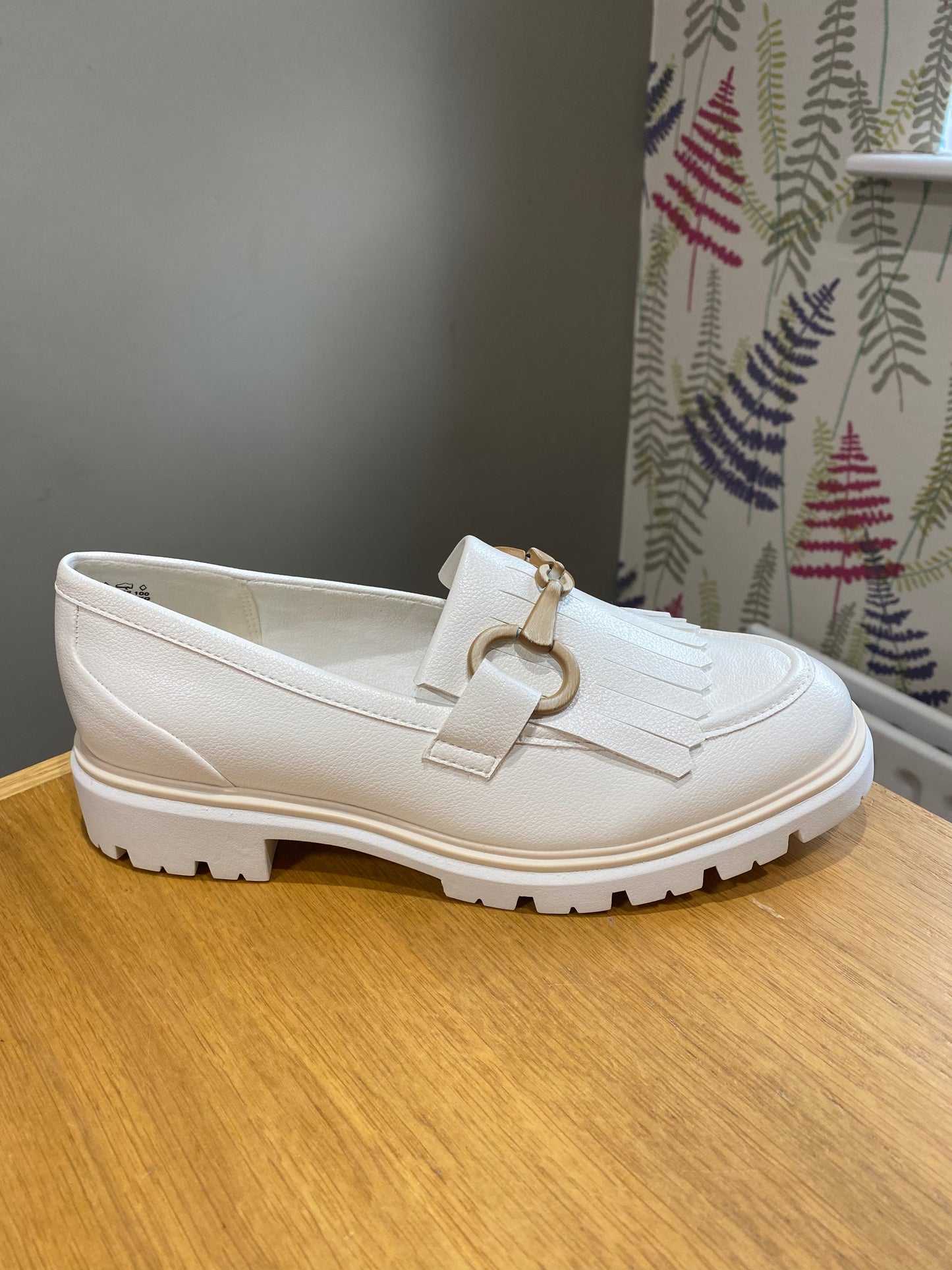 Marco Tozzi Off White Fringe Loafer