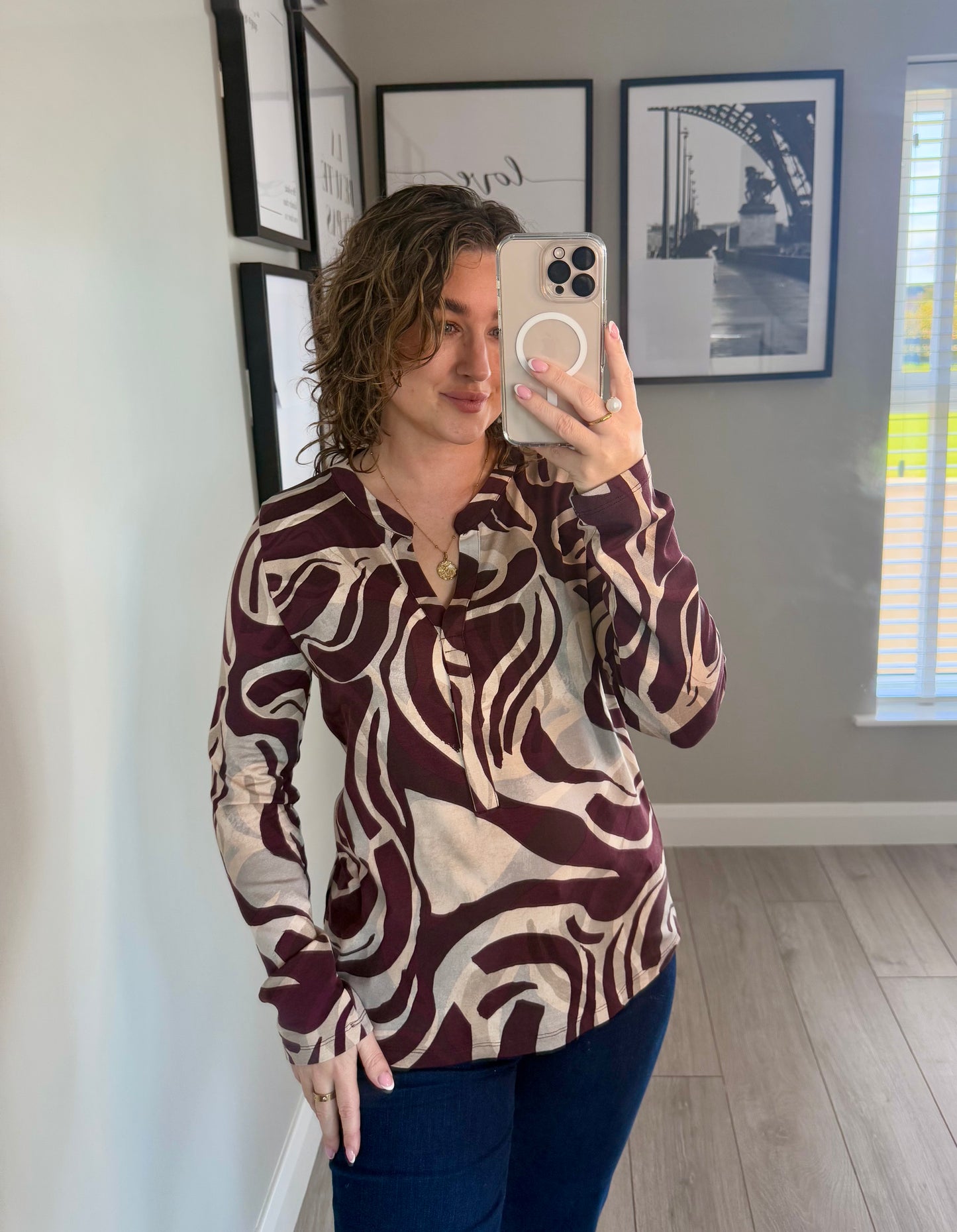 Yest Burgundy/Cream Blouse