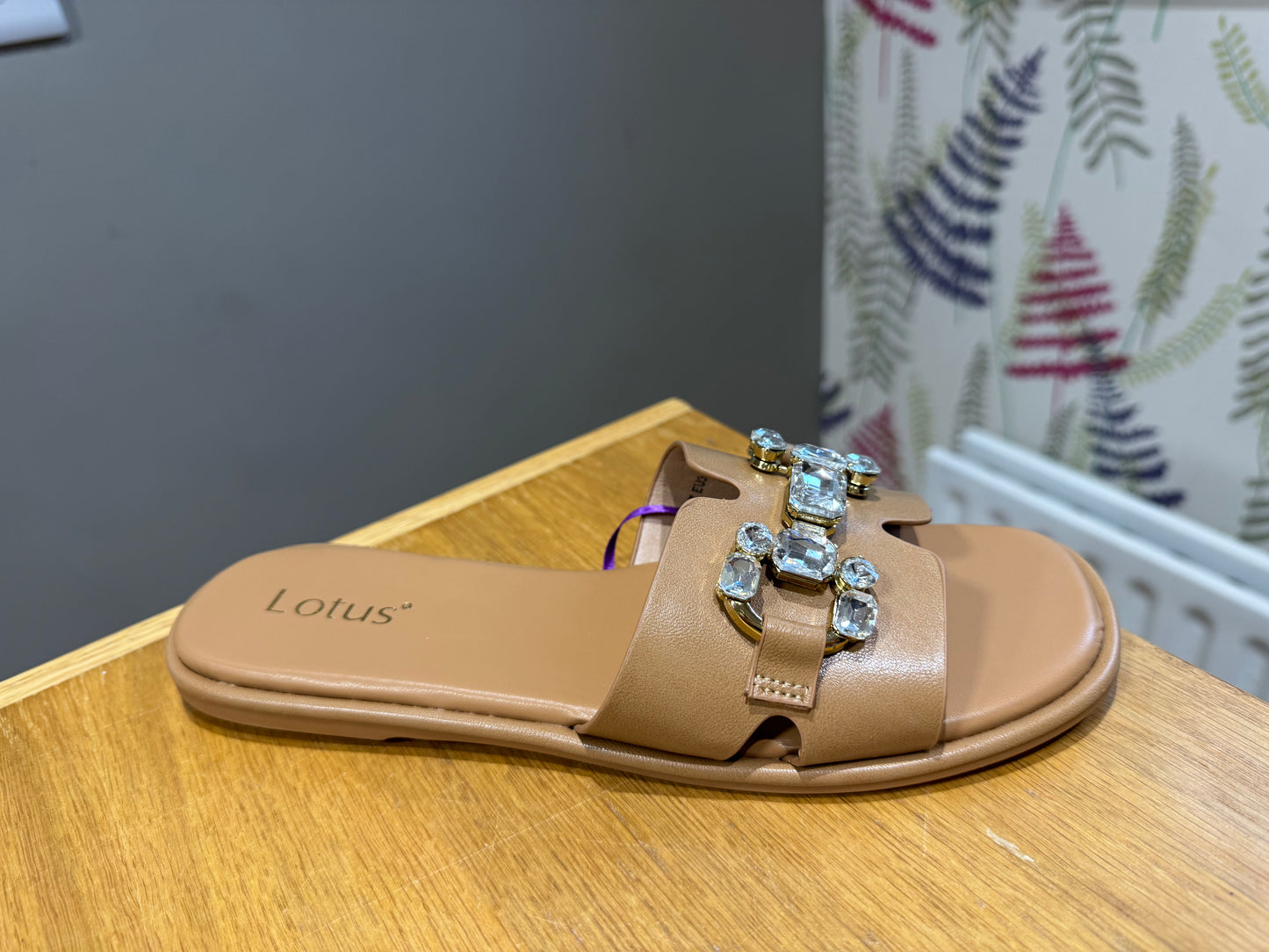 Lotus Fano Tan Jewelled Slider