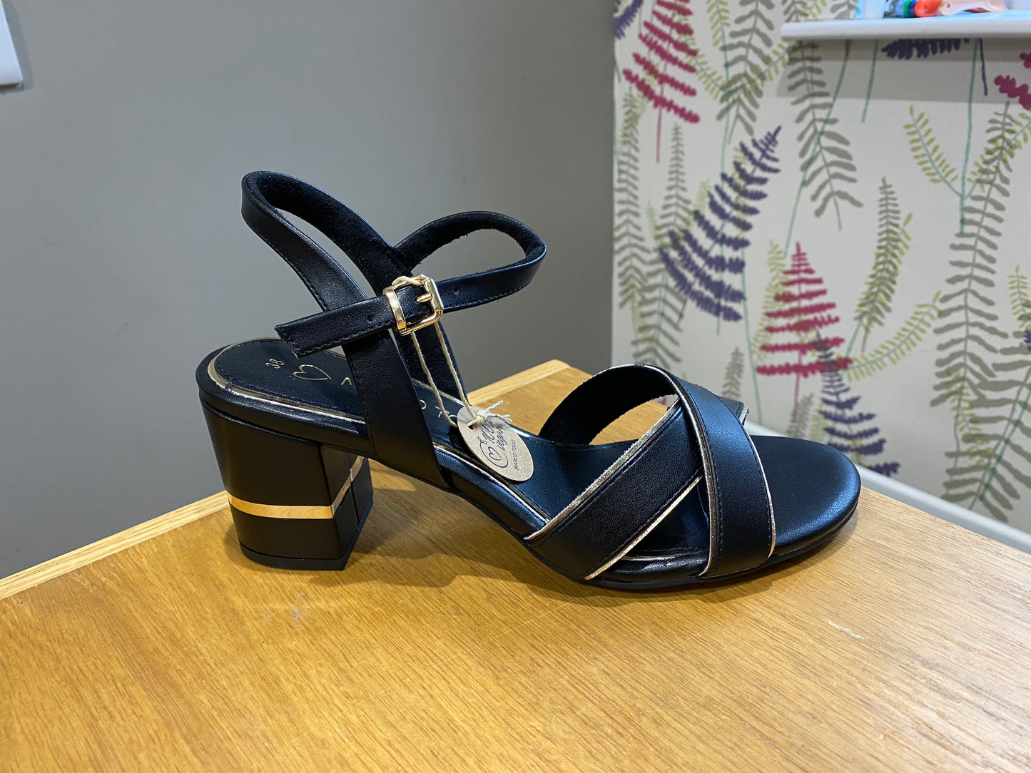 Marco Tozzi Black/Gold Heeled Sandal