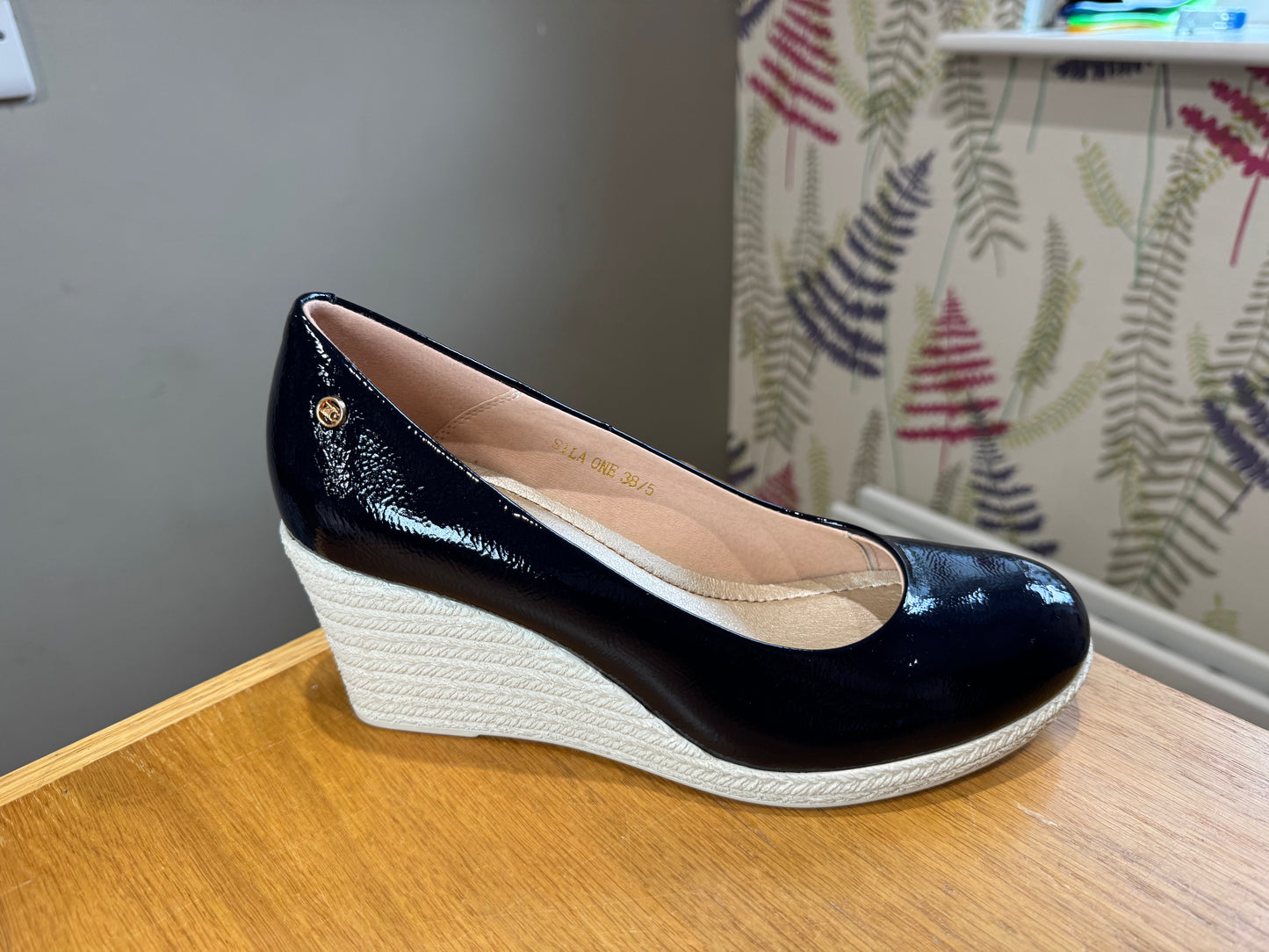 Zanni & Co Sila Cobalt Patent Wedge