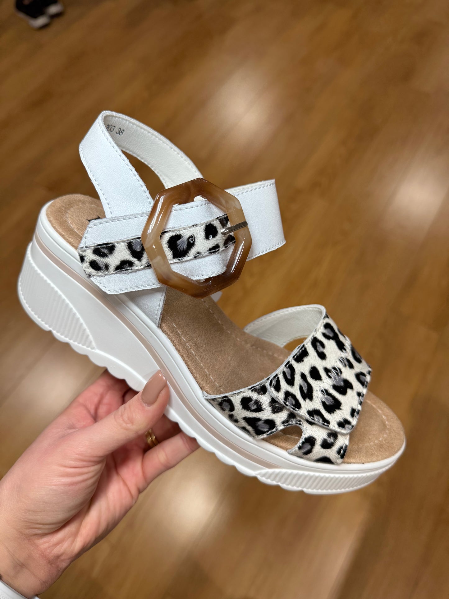 Redz White/Animal Velcro Wedge Sandal