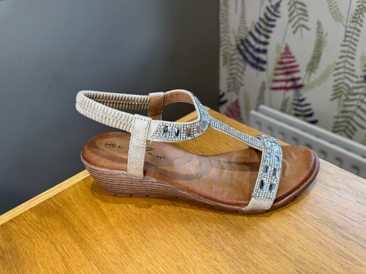 Lunar Macie Silver Diamanté Wedge Sandal