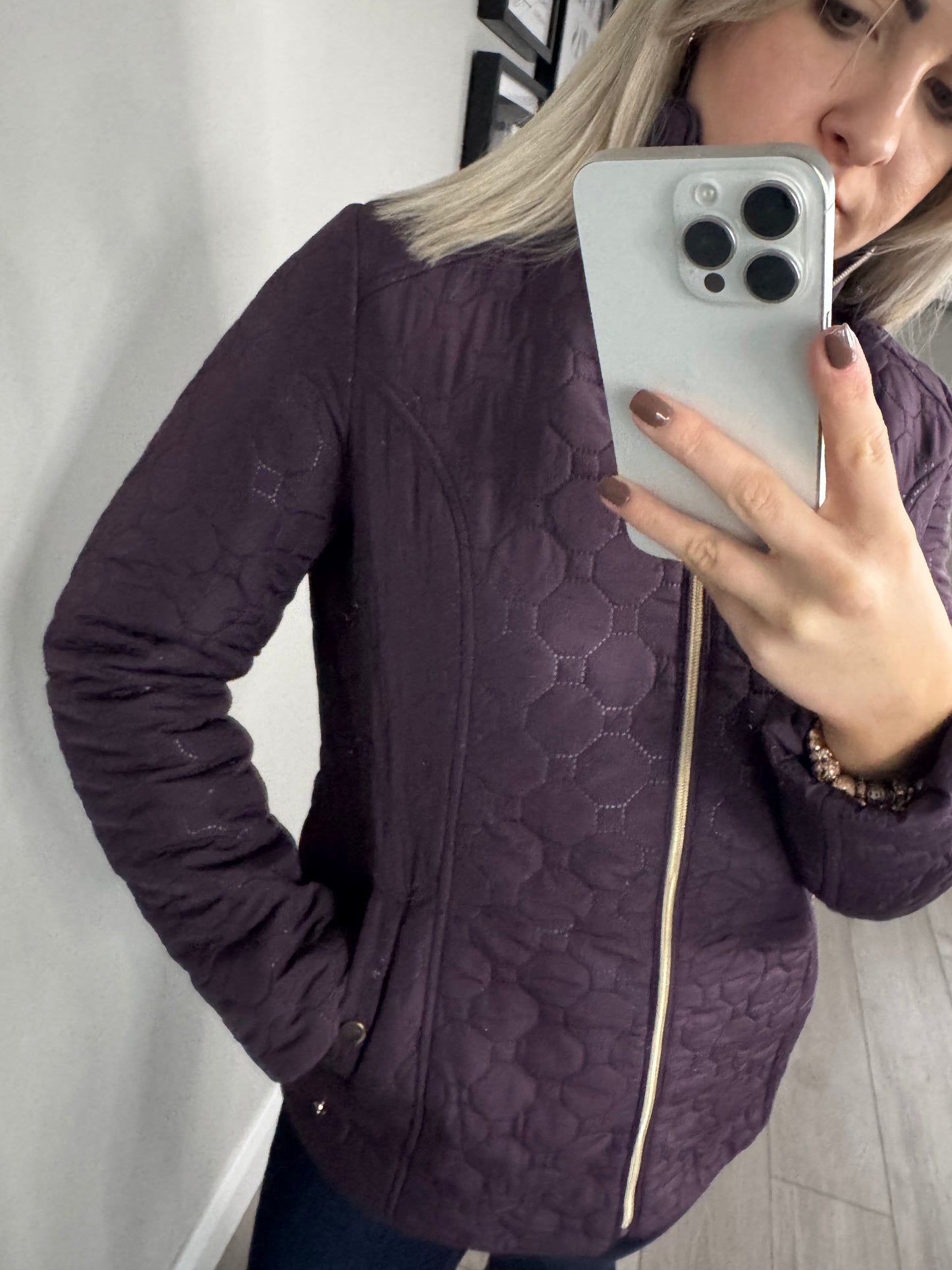 Plum Short Quilt Coat