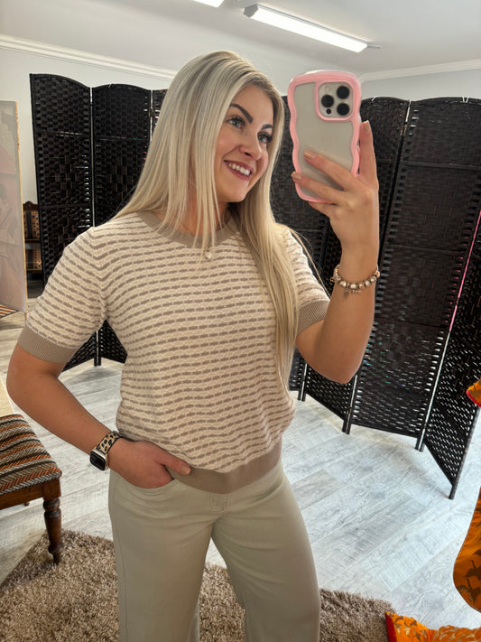 Freequent Beige/Taupe Knit Top