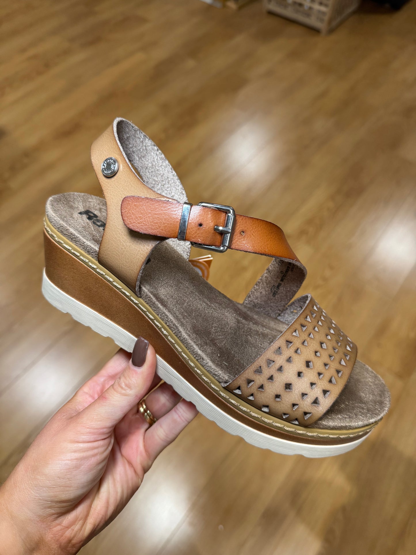 Refresh Taupe/Tan Wedge Sandal