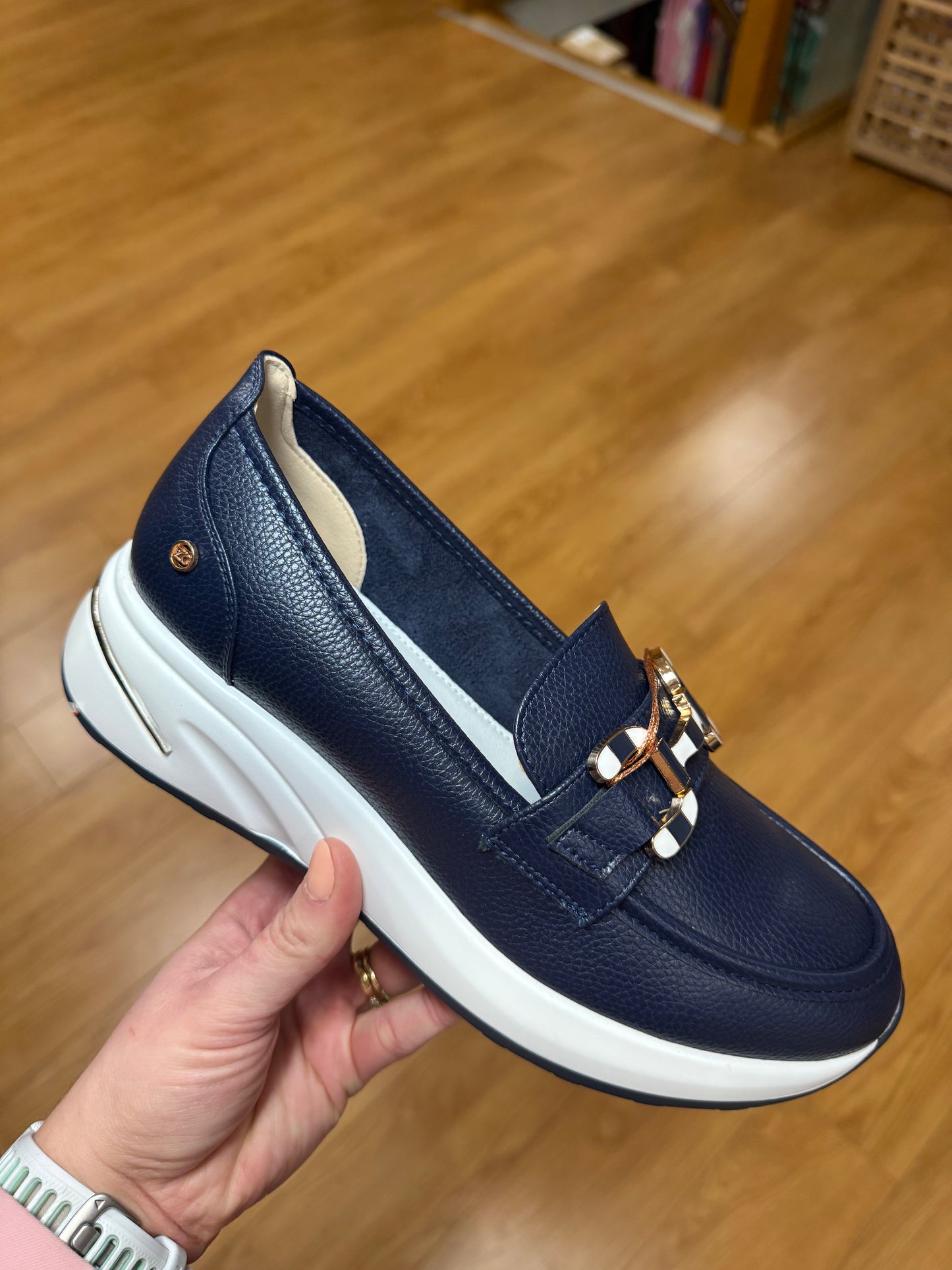 Zanni & Co Inashiki Navy Wedge Loafer