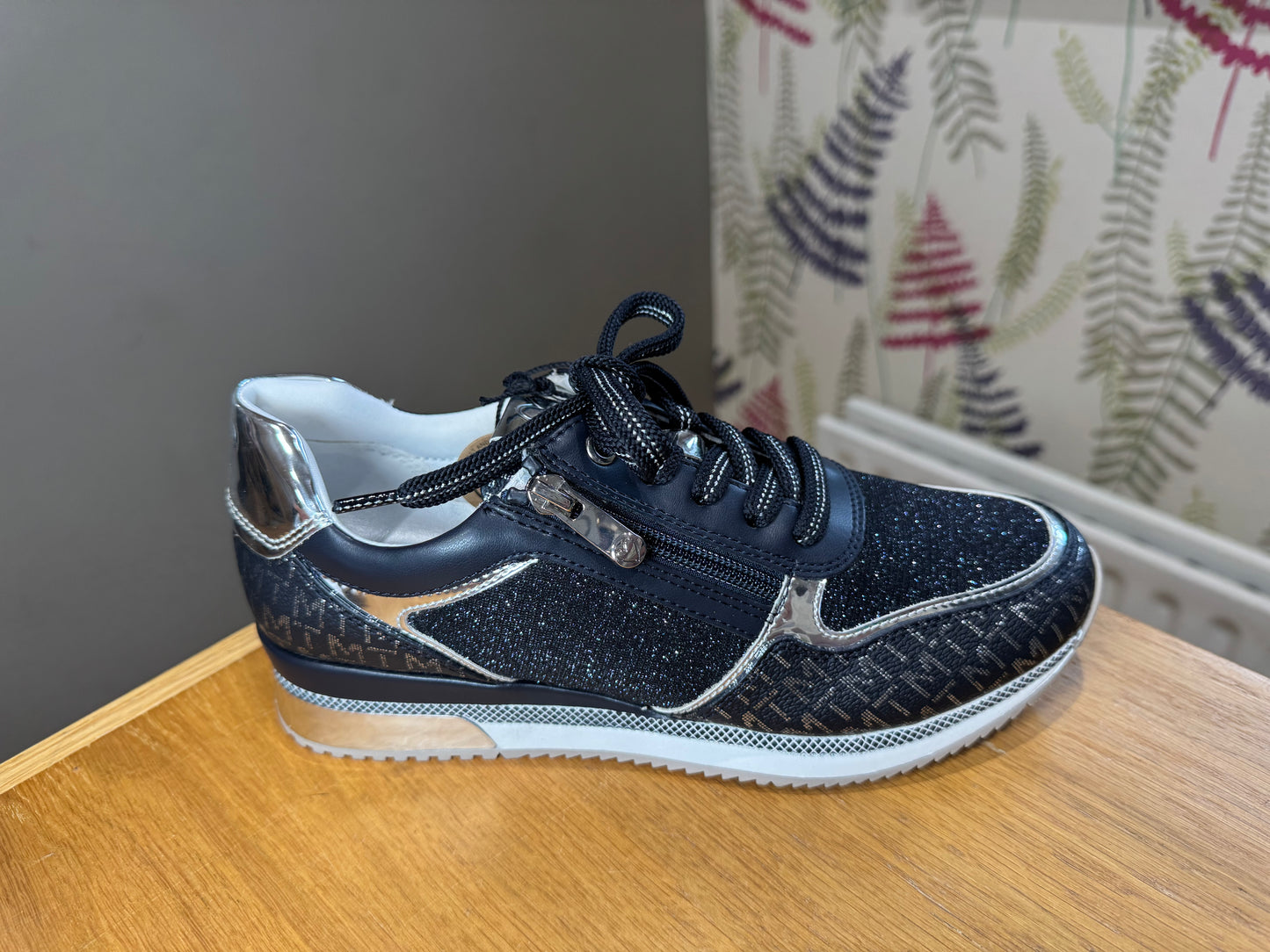 Marco Tozzi Navy Sparkle/Logo Zip Trainer